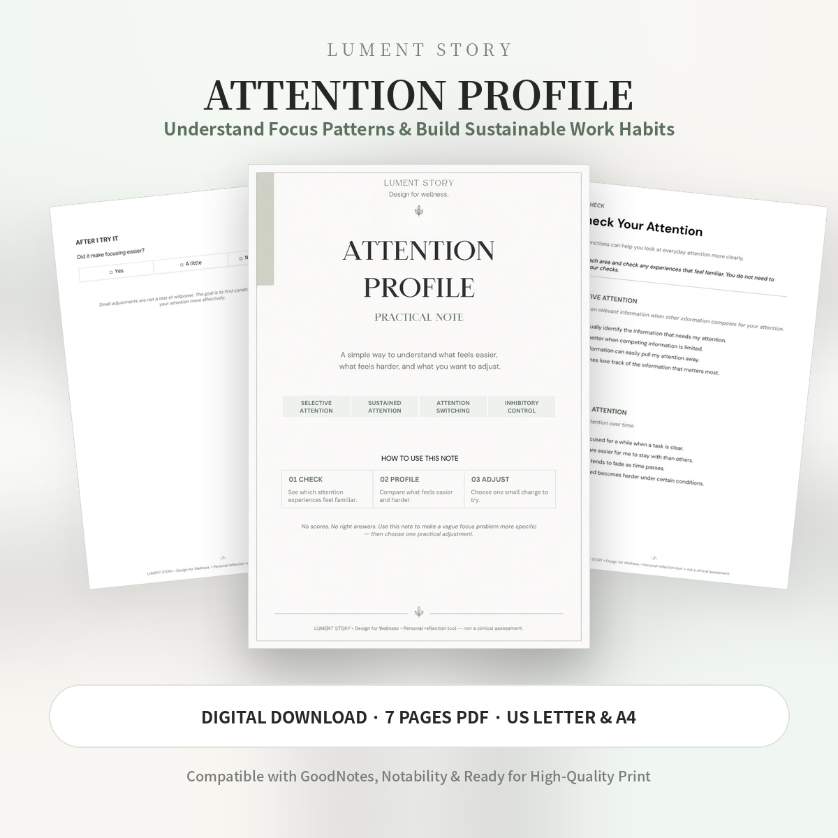 Attention Profile Worksheet — Practical Note (Printable PDF)