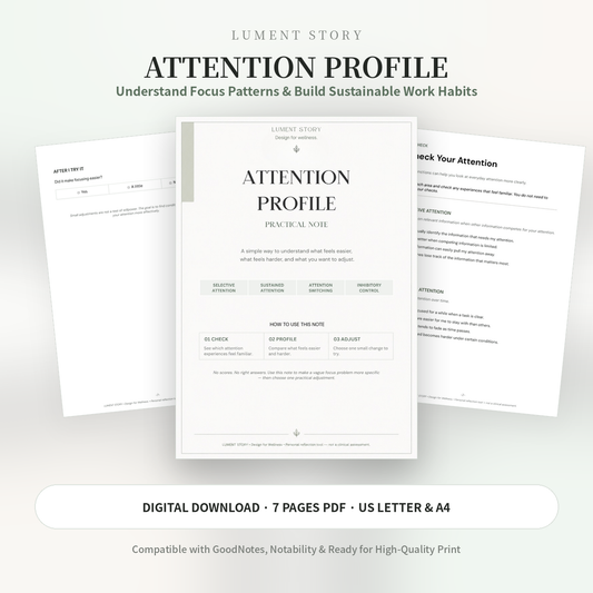 Attention Profile Worksheet — Practical Note (Printable PDF)