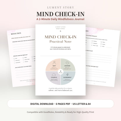 Mind Check-in Worksheet — Practical Note (Printable PDF)