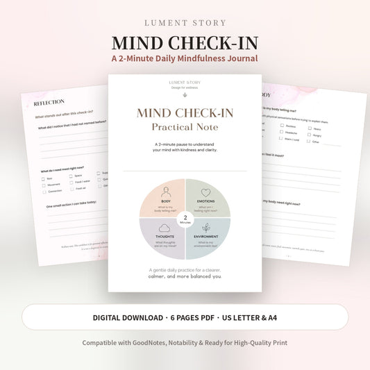 Mind Check-in Worksheet — Practical Note (Printable PDF)